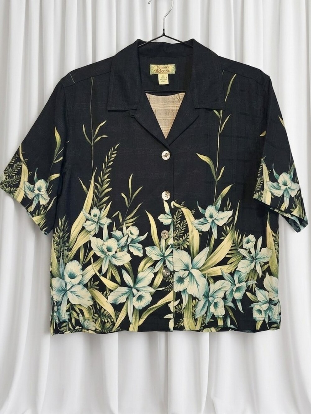 Tommy Bahama silk floral Hawaiian camp shirt.